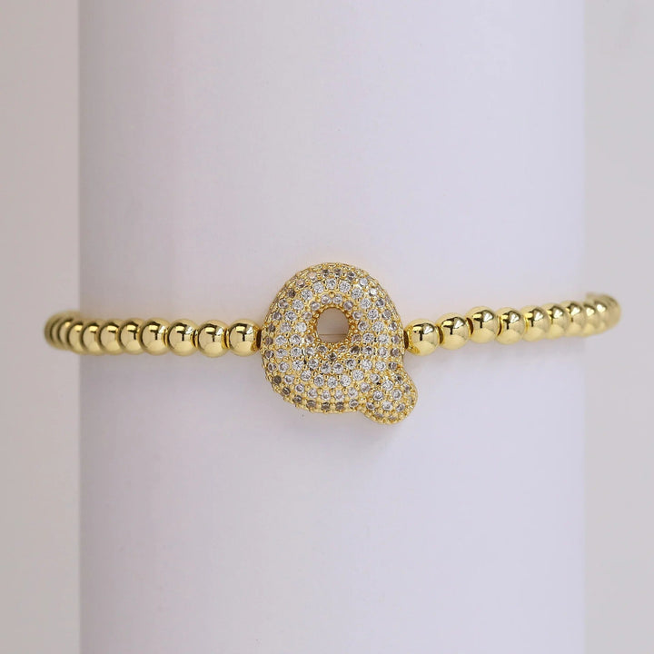 Beaded Bubble Initial Bracelet