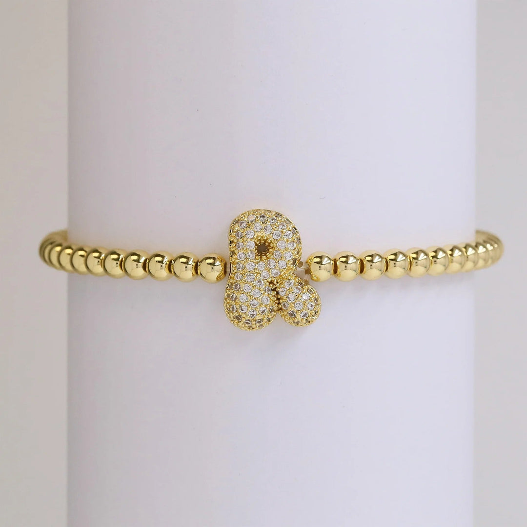 Beaded Bubble Initial Bracelet