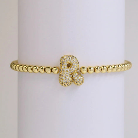 Beaded Bubble Initial Bracelet