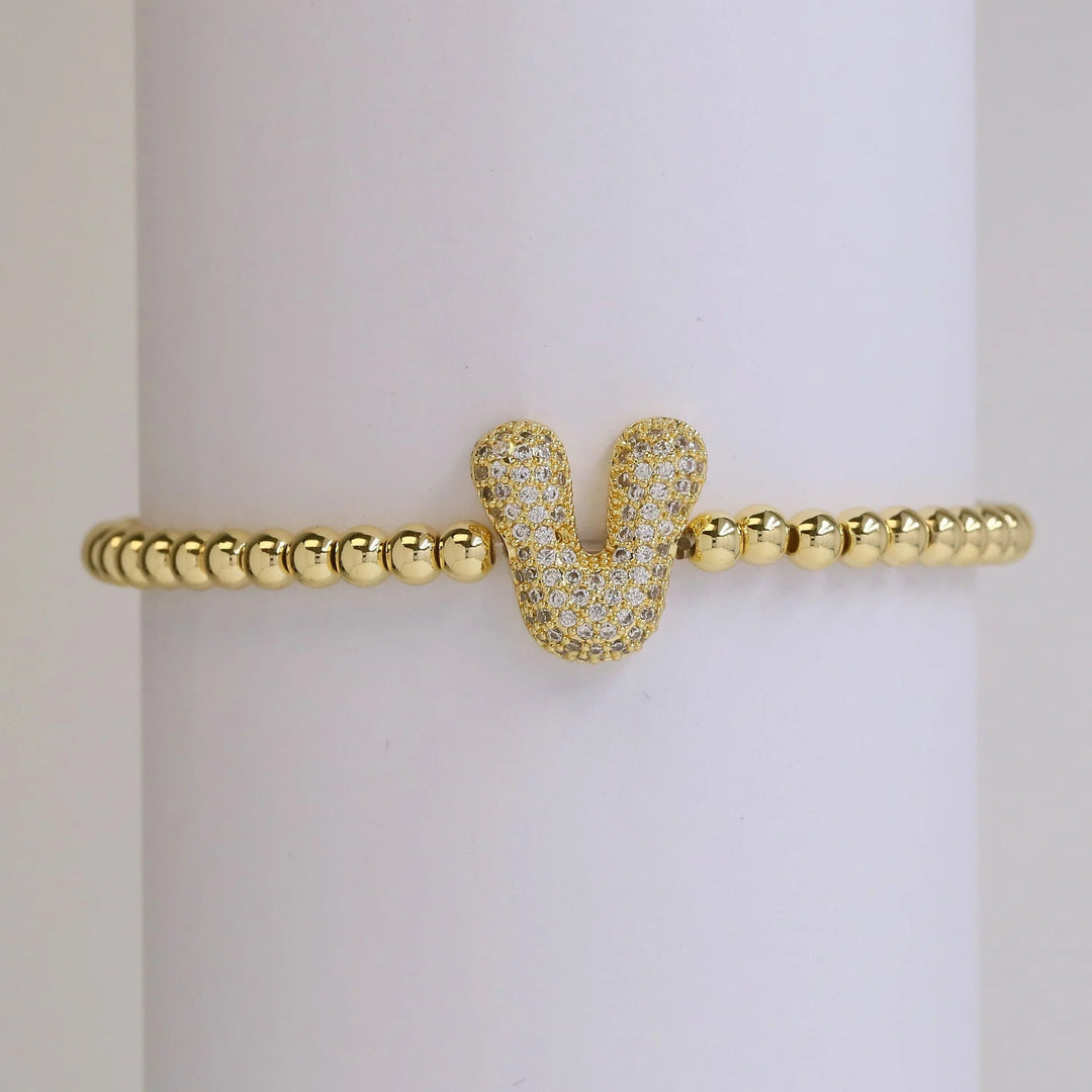 Beaded Bubble Initial Bracelet