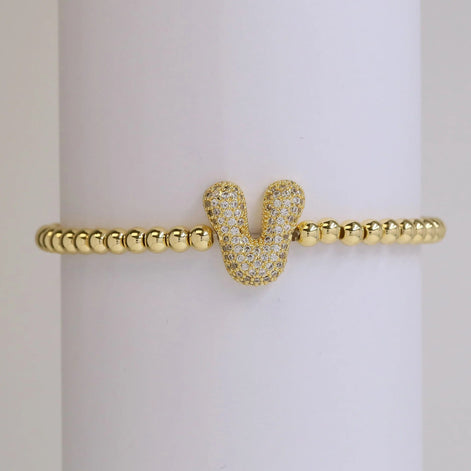 Beaded Bubble Initial Bracelet