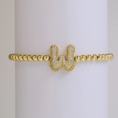 Beaded Bubble Initial Bracelet