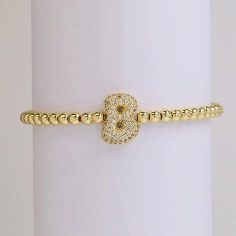 Beaded Bubble Initial Bracelet