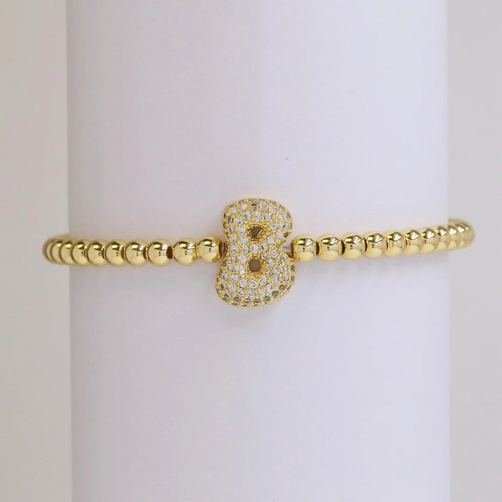 Beaded Bubble Initial Bracelet