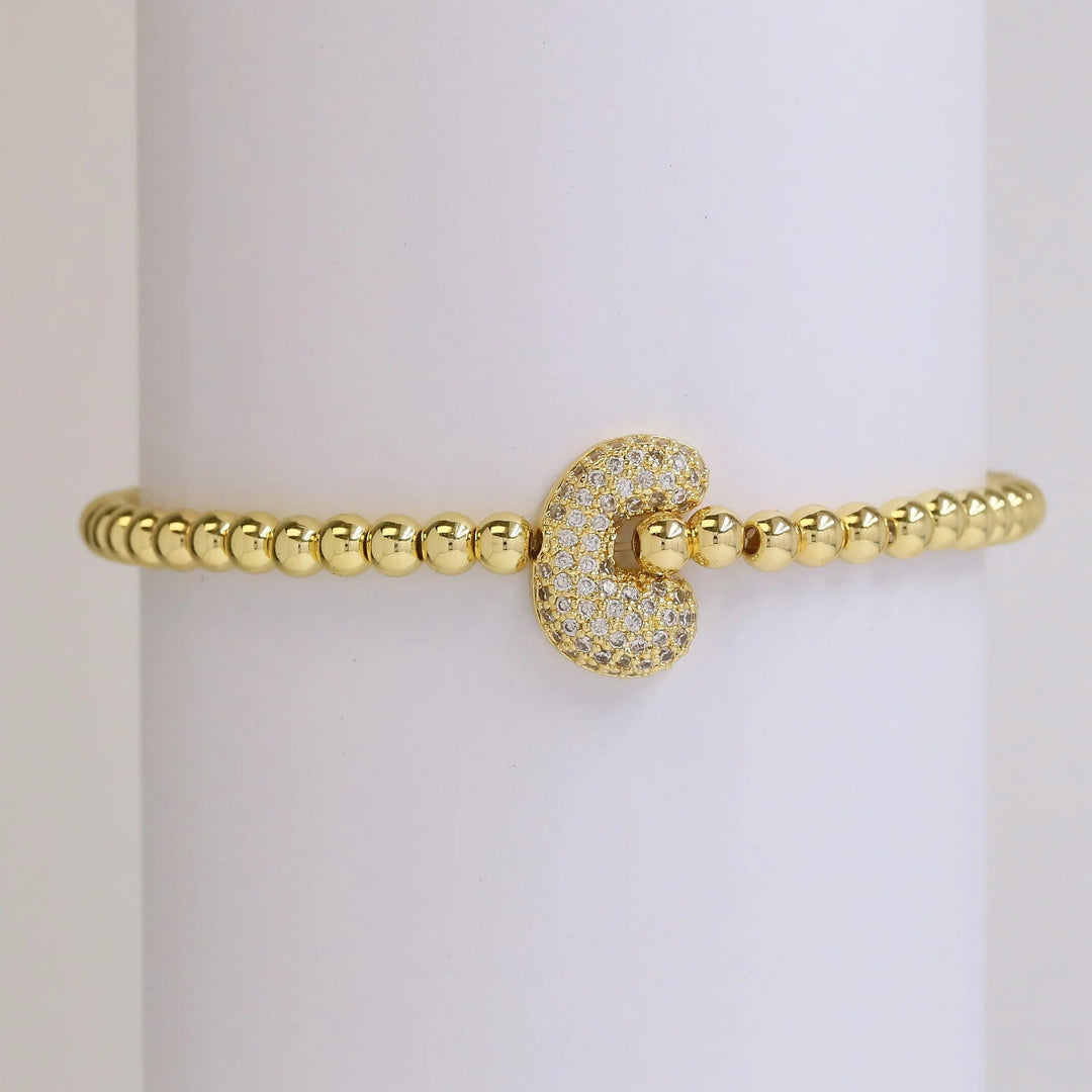 Beaded Bubble Initial Bracelet