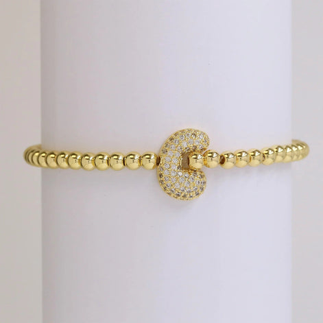 Beaded Bubble Initial Bracelet