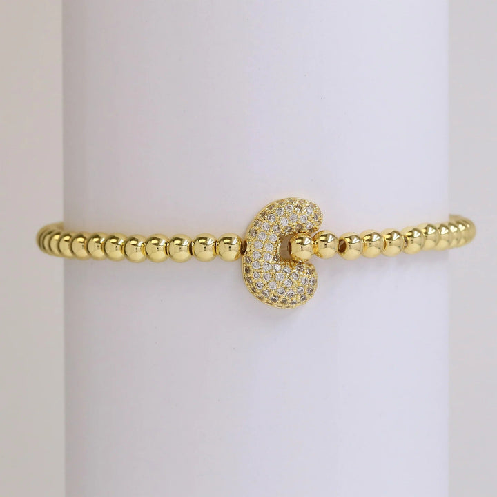 Beaded Bubble Initial Bracelet