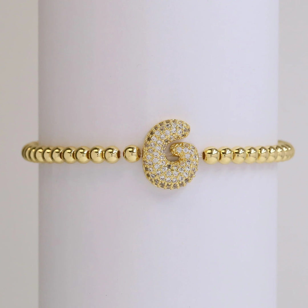 Beaded Bubble Initial Bracelet