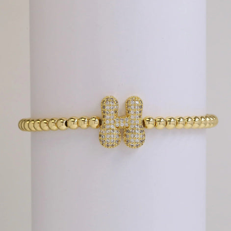 Beaded Bubble Initial Bracelet
