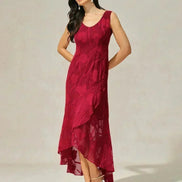 Floral Chiffon Evening Gown – Asymmetrical Hem