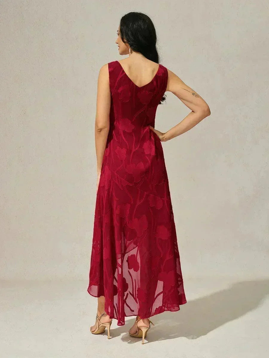 Floral Chiffon Evening Gown – Asymmetrical Hem