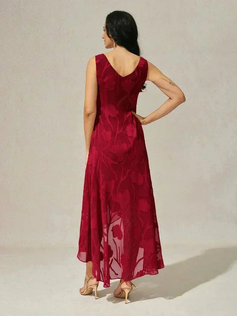 Floral Chiffon Evening Gown – Asymmetrical Hem