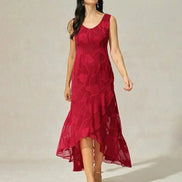 Floral Chiffon Evening Gown – Asymmetrical Hem