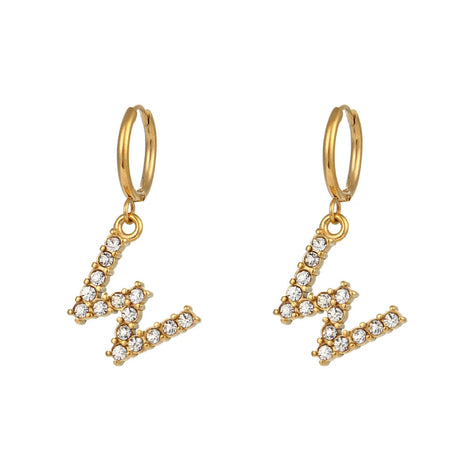 Crystal Letter Hoop Earrings
