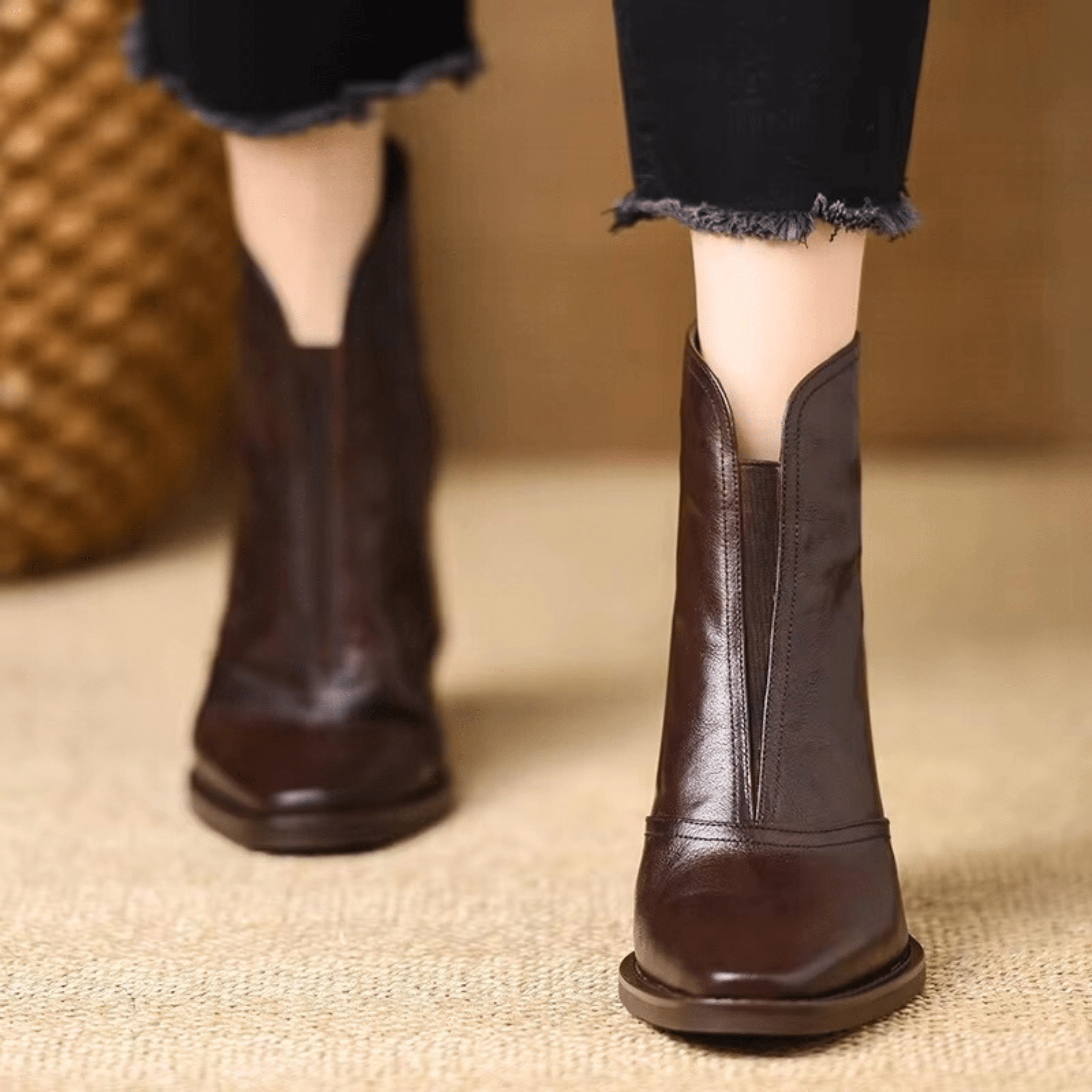 Claudia Luxury Mid-Heel Ankle Boots