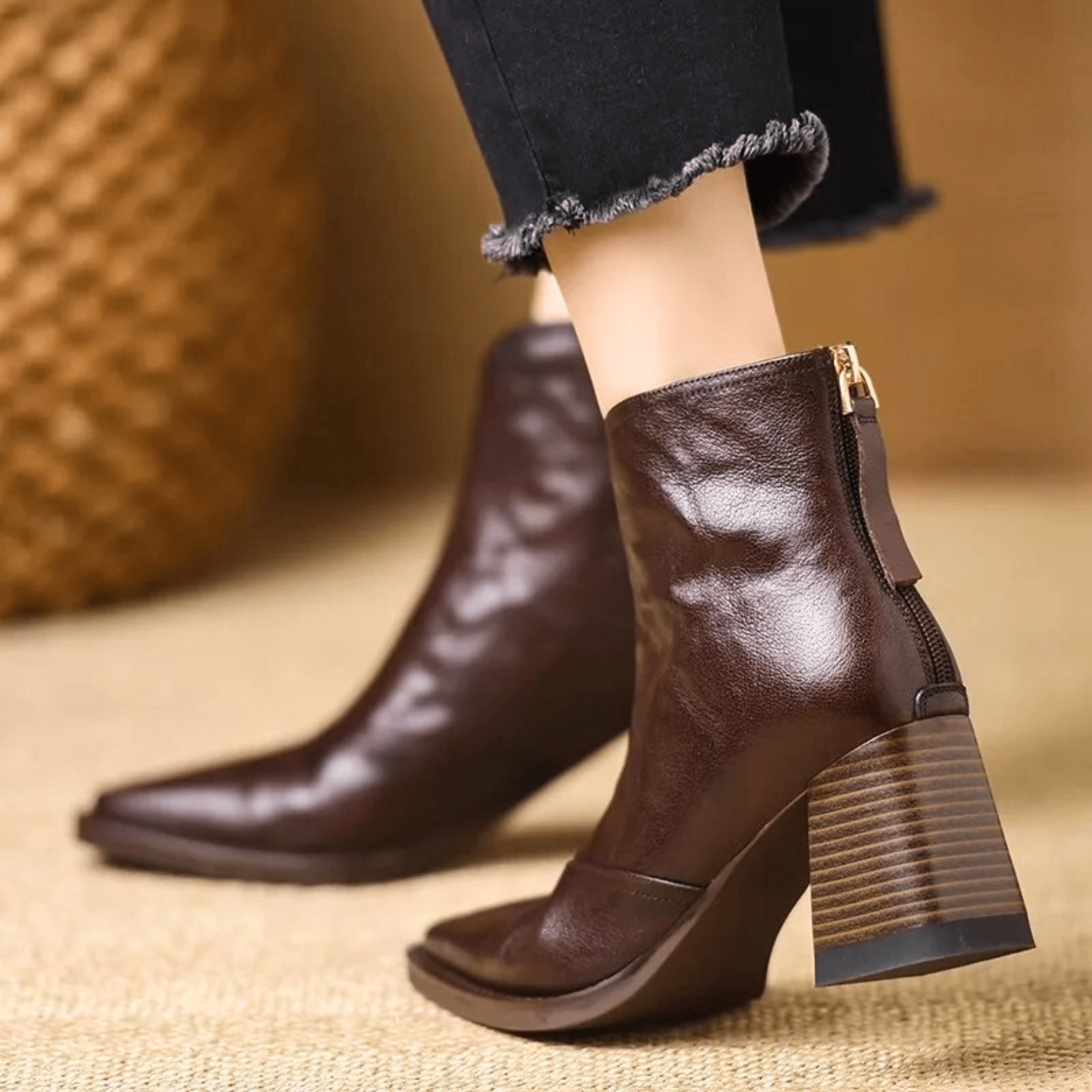 Claudia Luxury Mid-Heel Ankle Boots