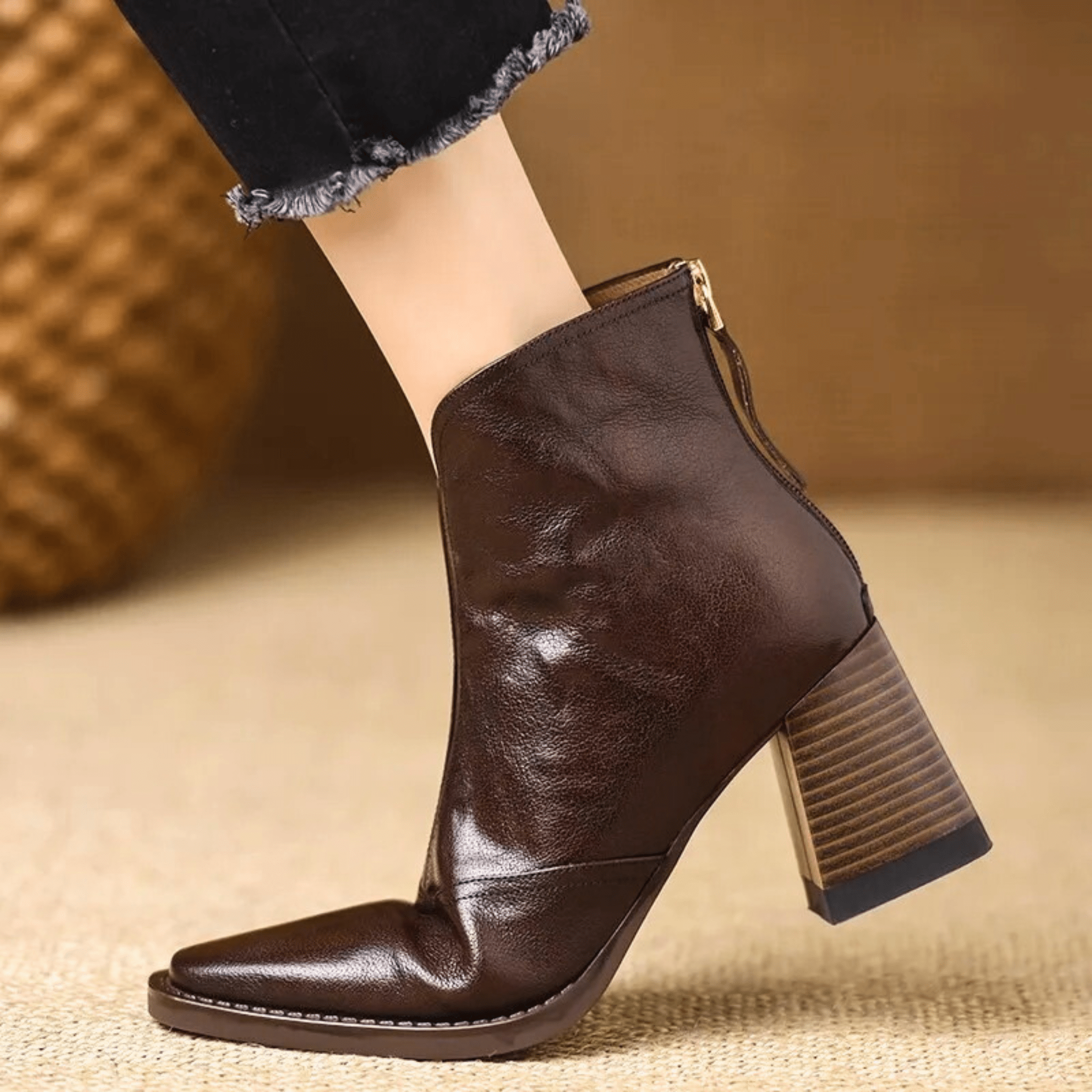 Claudia Luxury Mid-Heel Ankle Boots