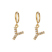Crystal Letter Hoop Earrings