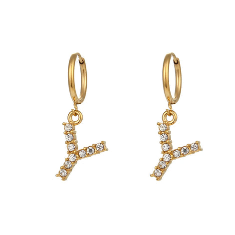 Crystal Letter Hoop Earrings