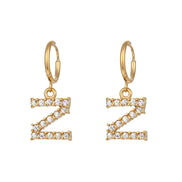 Crystal Letter Hoop Earrings